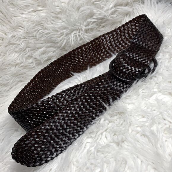 🟢3 for $20 ——-WOVEN leather adjustable wide belt 2 ring unbranded women’s - Picture 12 of 12